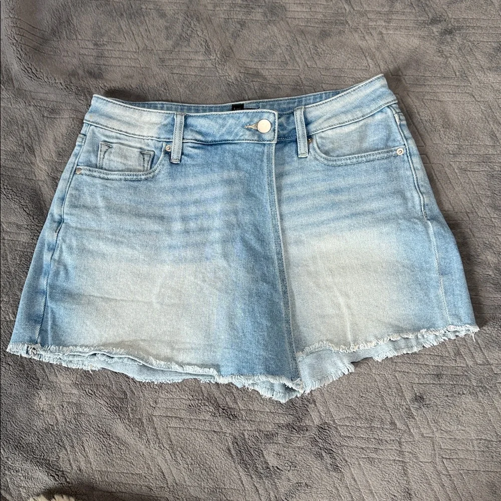 Aqua Denim Mini Skort Light Wash Faux Wrap Shorts Size 26